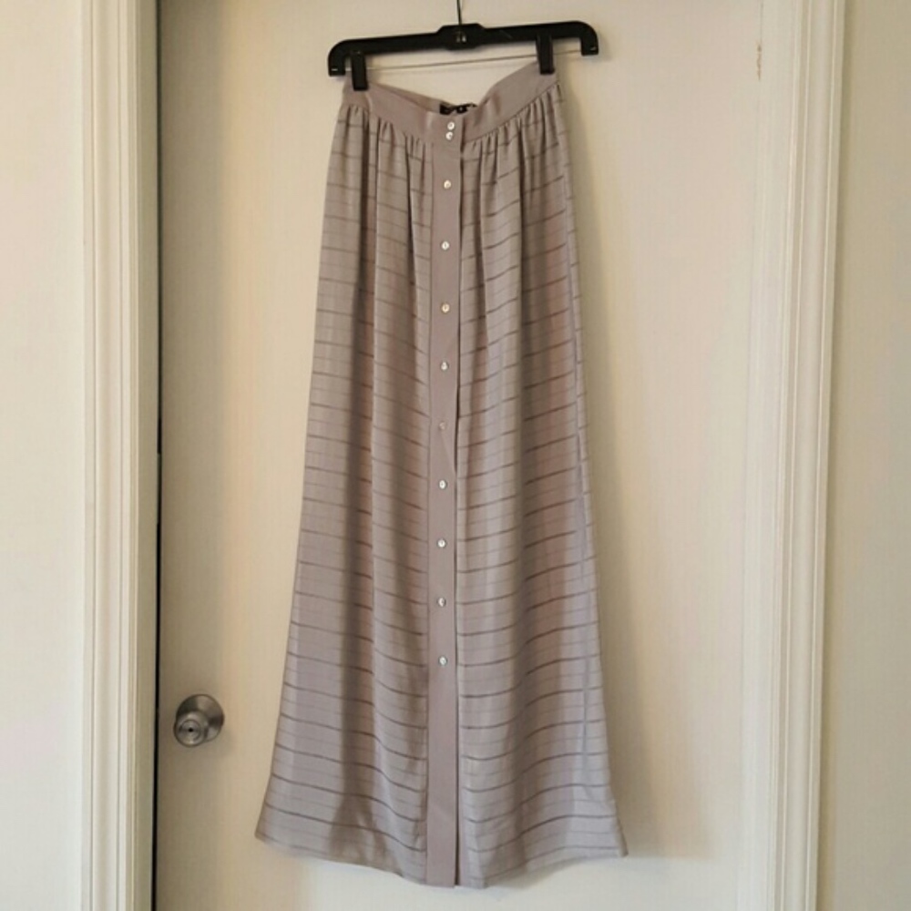 Gray stripe silk maxi skirt  NWOT